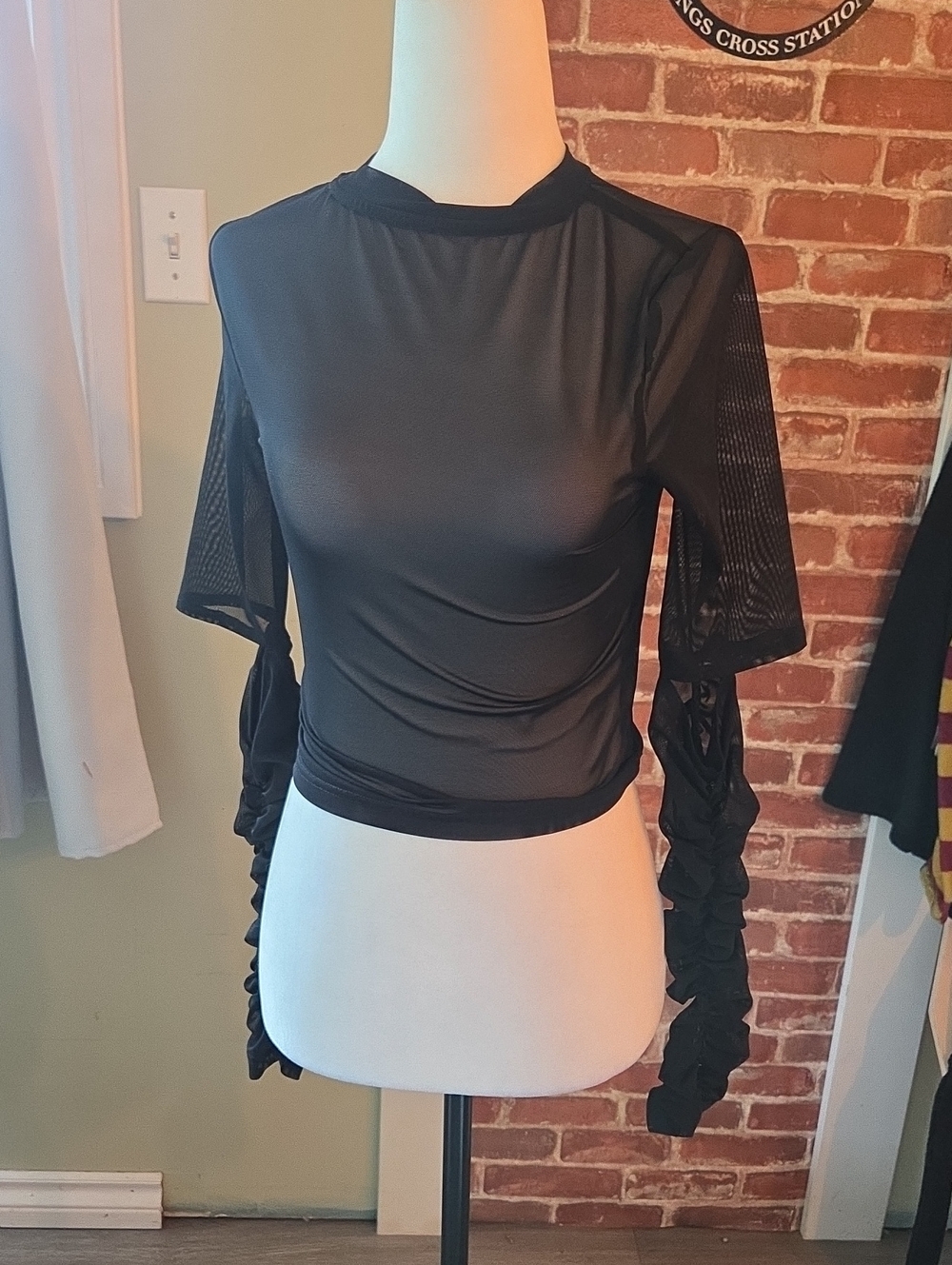 Disturbia Ruched Mesh Top